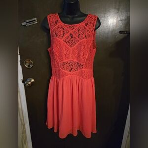 BCBGeneration Lace Bodice Sleeveless Fit & Flare Dress Size 12 Teaberry